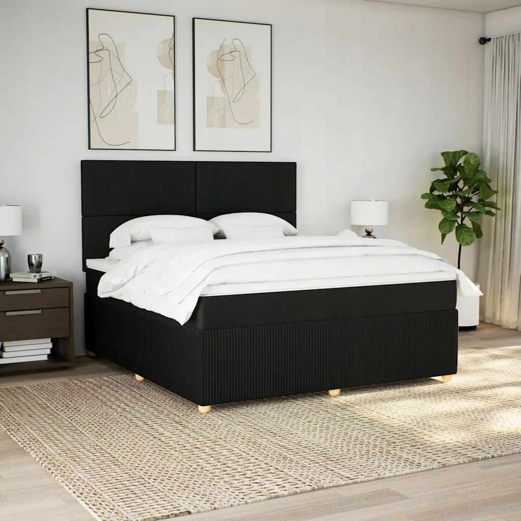 vidaXL Posteľný rám boxspring s matracom čierny 180x200 cm látka
