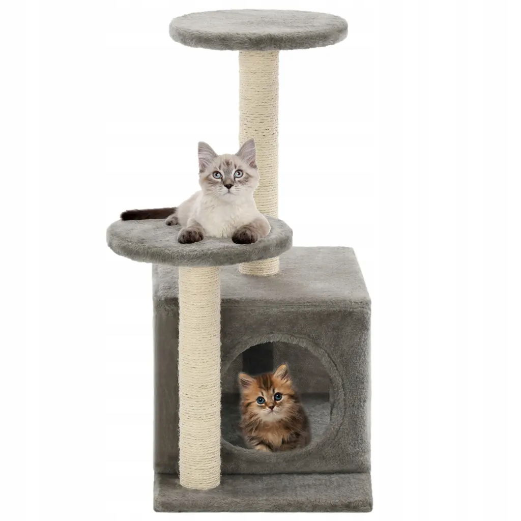 vidaXL Škrabadlo pre mačky so sisalovými stĺpikmi, 60 cm, sivé