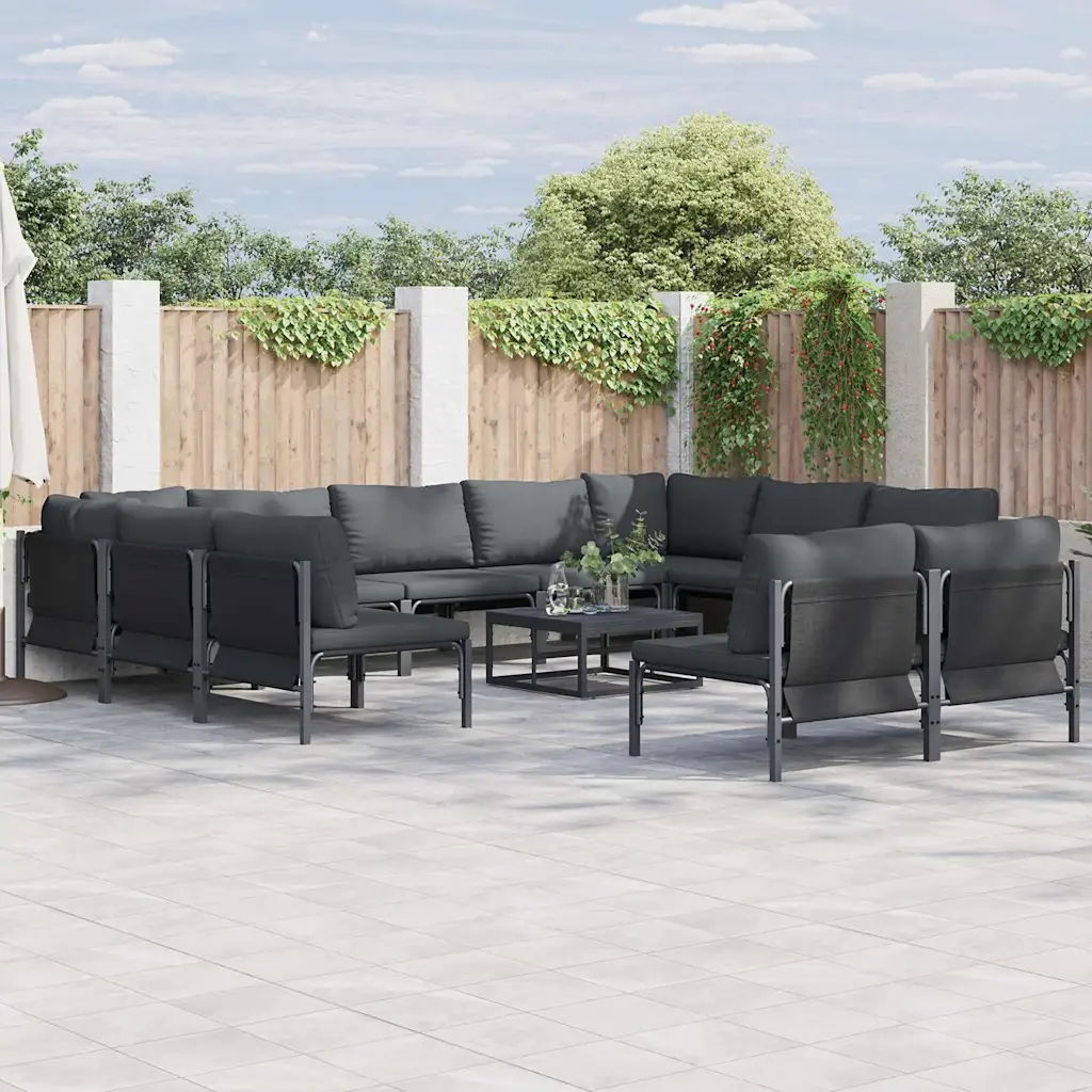 vidaXL Súprava záhradných pohoviek 11 pcs Antracitová Oceľ