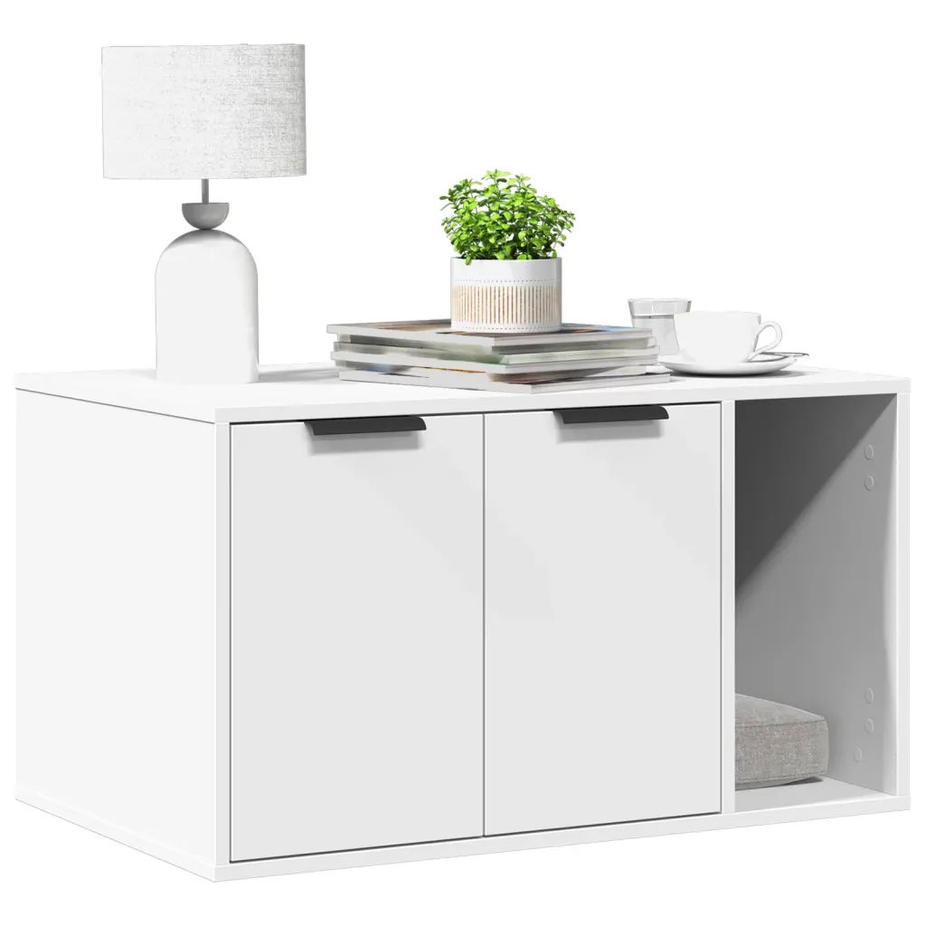 vidaXL Uzavretý box na stelivo, biely 80x50x45 cm, kompozitné drevo