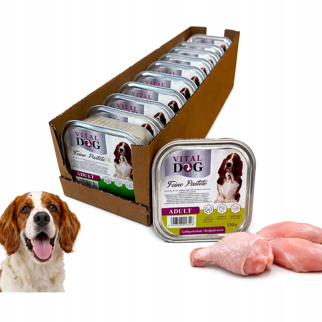 Vital Dog mokré krmivo pre psa 150 g – hydinové v omáčke, 11 ks