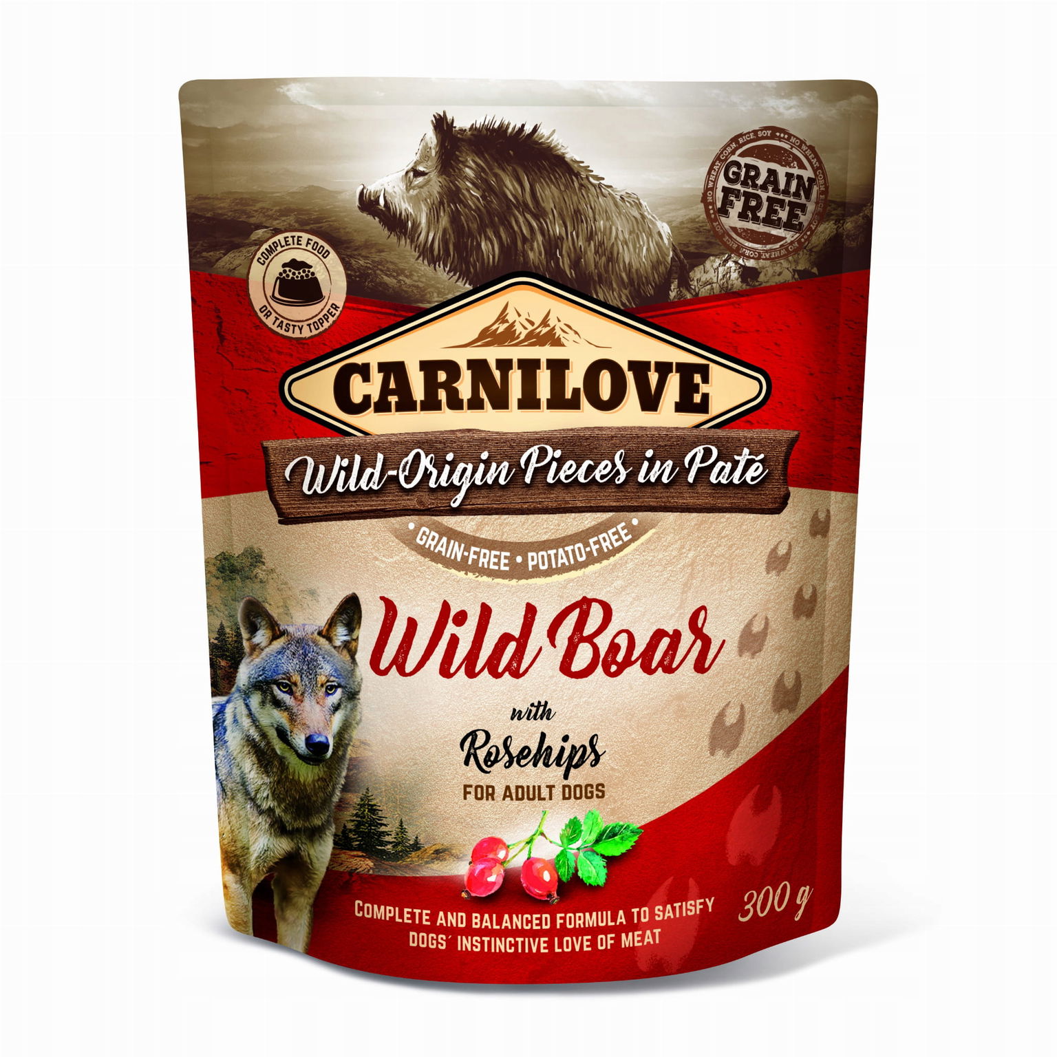 Vlhké krmivo Carnilove Dog adult pre psa diviak s ružou vrecúško 300 g