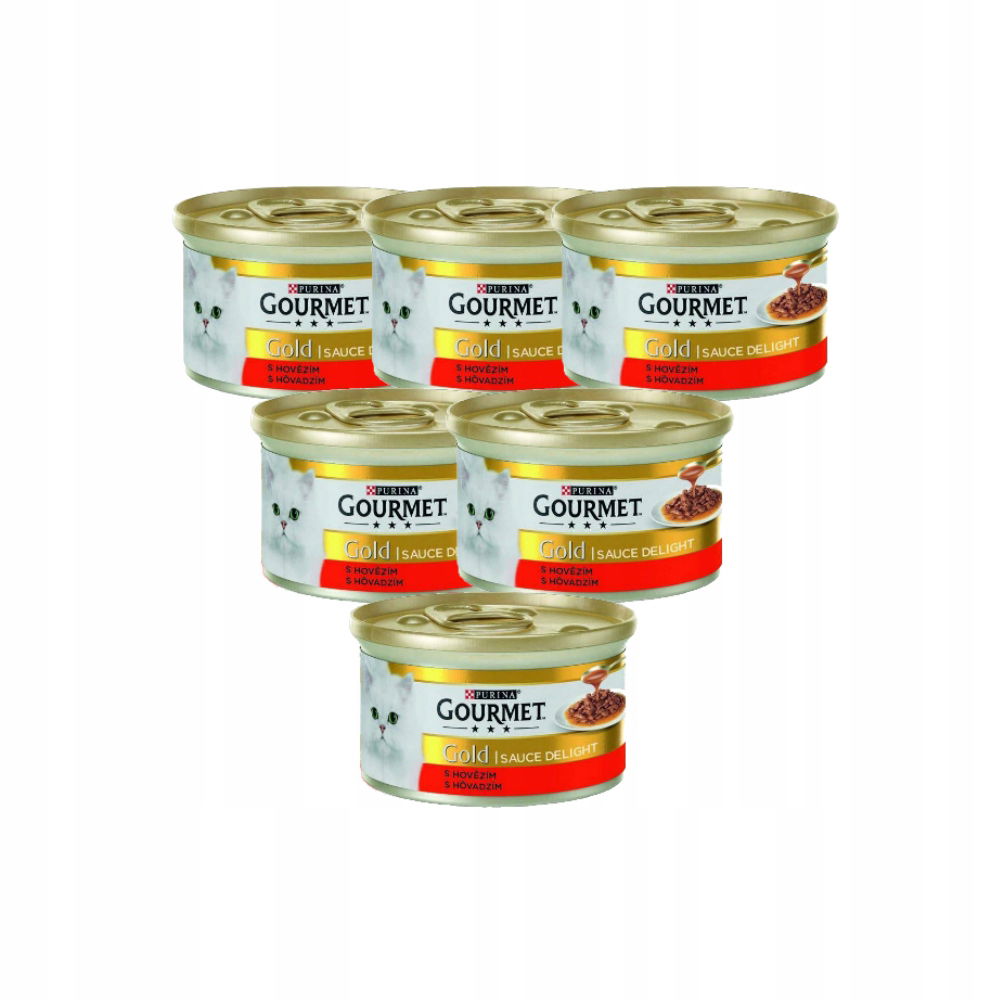 Vlhké krmivo pre mačky s hovädzím mäsom Gourmet Gold Sauce Delights Beef 6x85 g