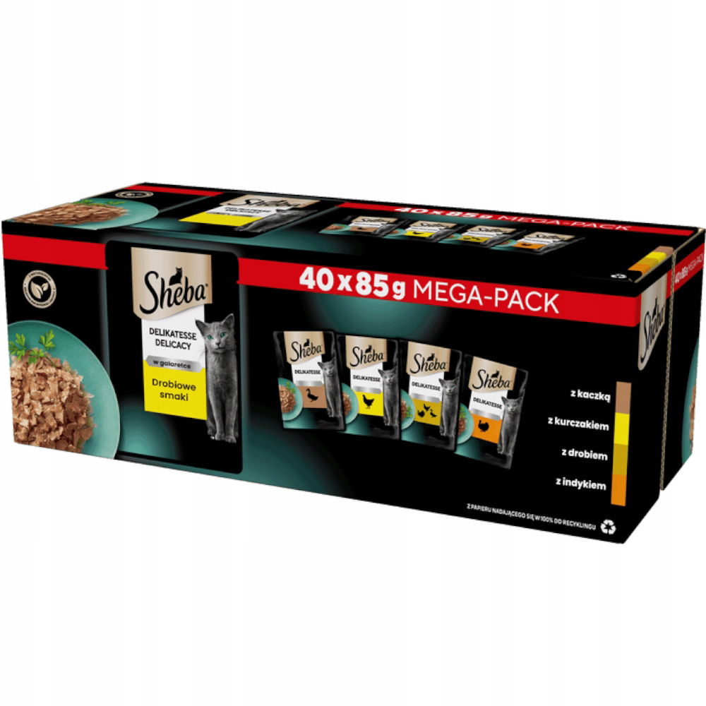 Vlhké krmivo pre mačky Sheba Delicacy Hydinové príchute v sáčkoch 40x85g