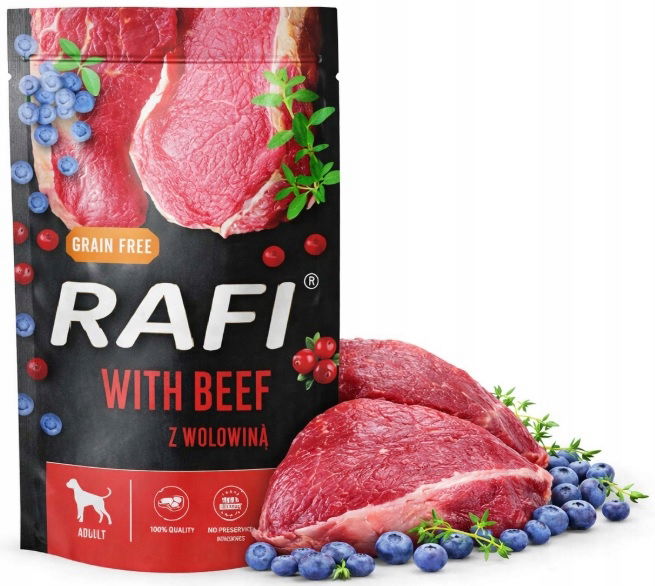 Vlhké krmivo pre psa Dolina Noteci Rafi Hovädzie 500g Bez Obilnín