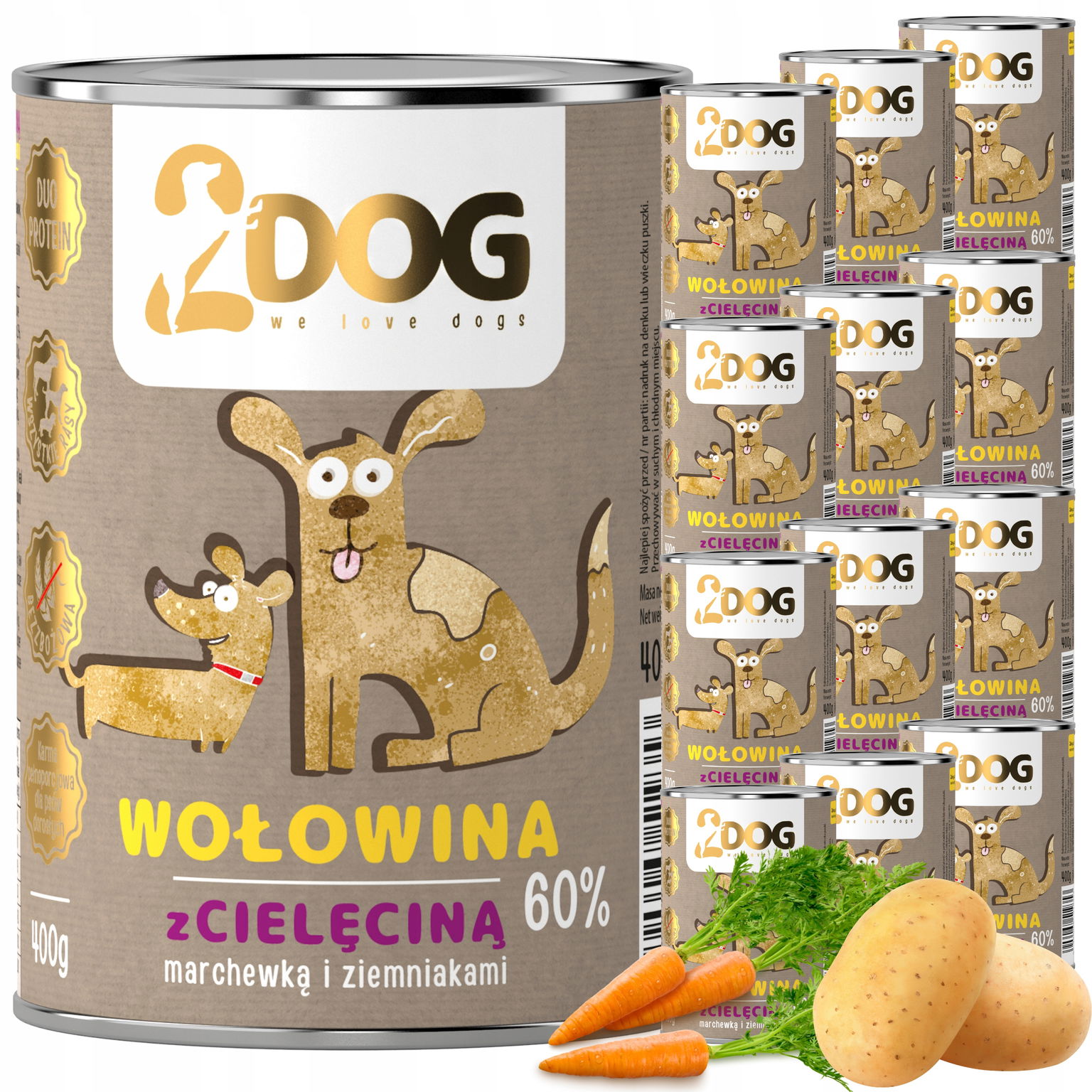 Vlhké krmivo pre psa Hovädzie Teľacie 400 g Monoproteínová Hypoalergénna
