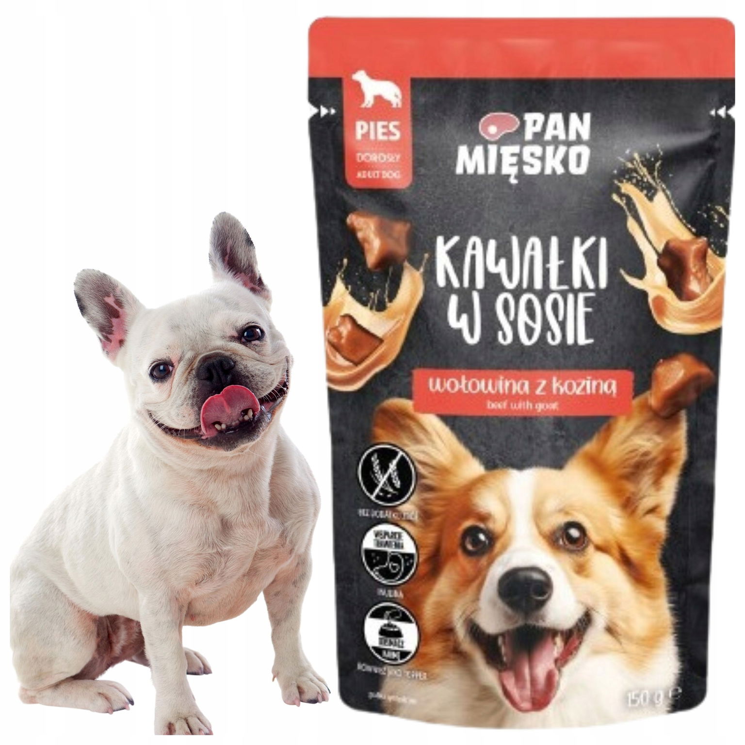 Vlhké Krmivo Pre Psa Pan Mięsko Vrecko Hovädzie Kozina 150G Bez Obilnín