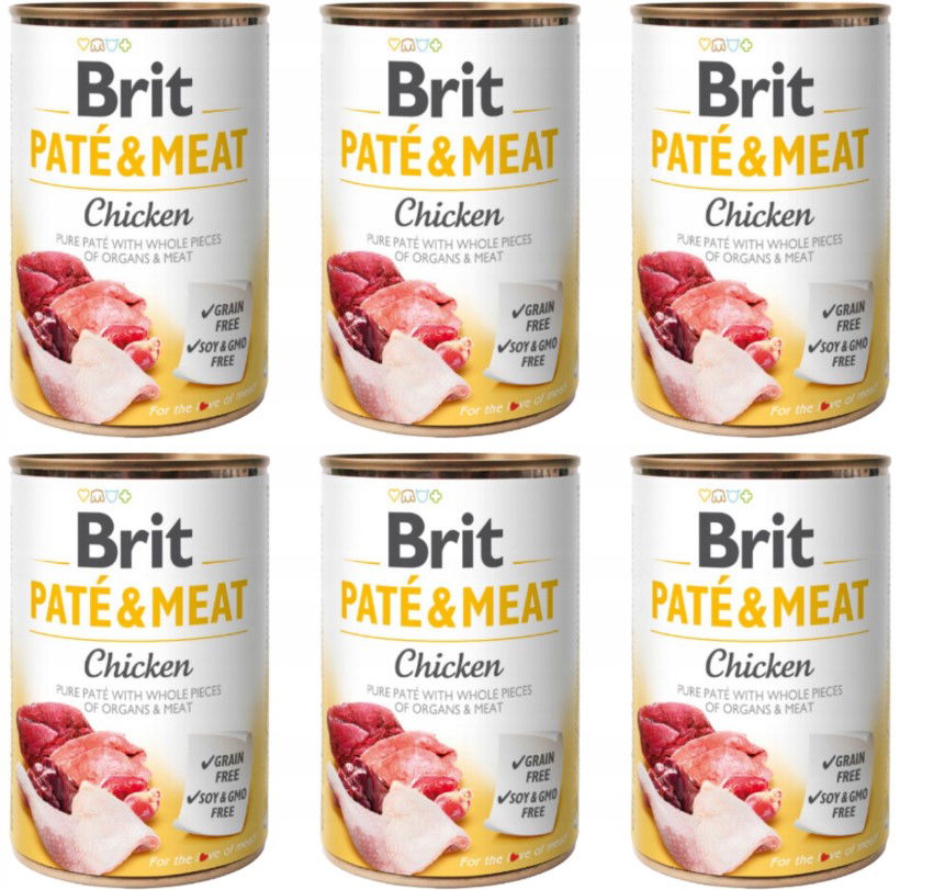 Vlhké Krmivo Pre Psa S Kuracím Mäsom Brit Pate Meat Chicken 6x400G bez obilnín