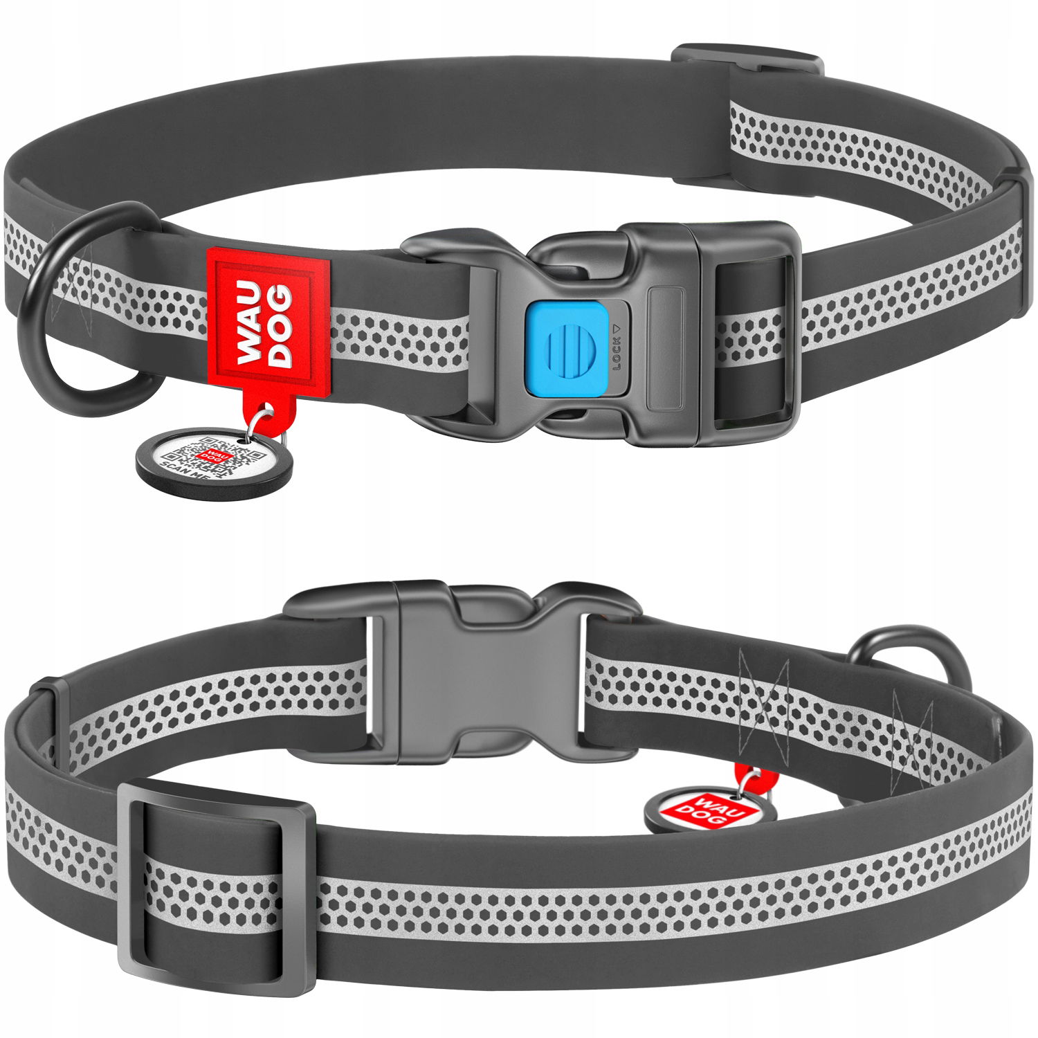 Vodotesný reflexný obojok pre psa fastex, veľkosť M, 28-40 cm, 20 mm