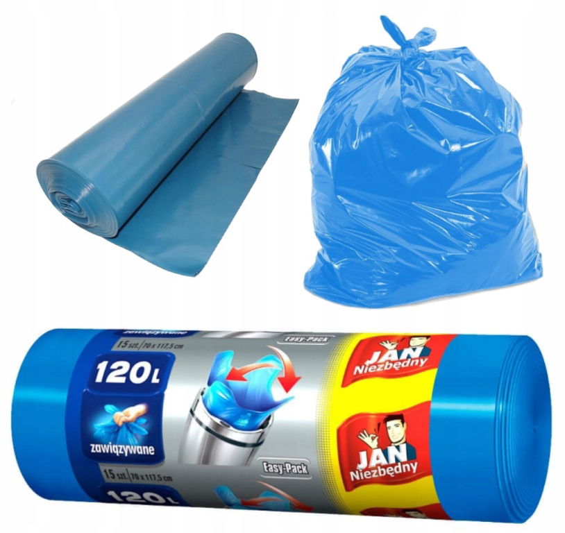 Vrecia na odpadky 120 l 15 kusov silné, odolné, 3 vrstvy, zviazané