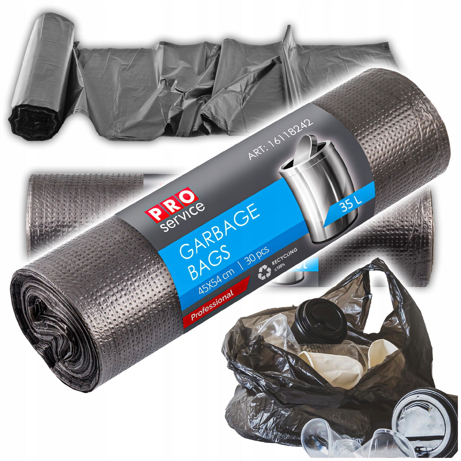 Vrecia Na Odpadky Silné Hrubé Čierne Hdpe 35L 45X54CM 30 Kusov