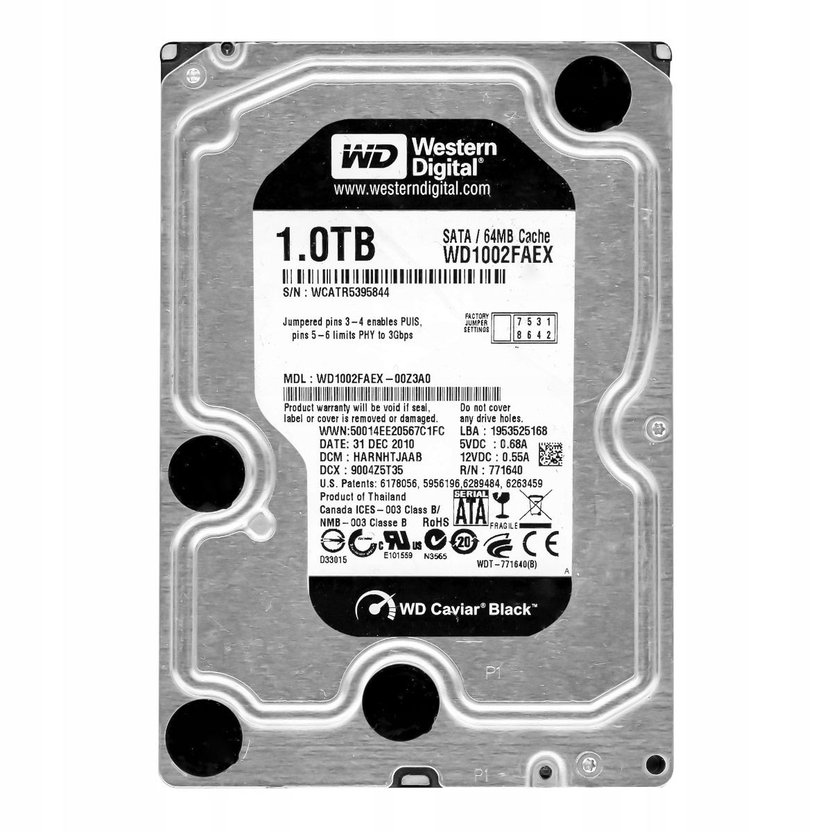 Wd Black 1TB 7.2k 64MB Sata III 3.5'' WD1002FAEX