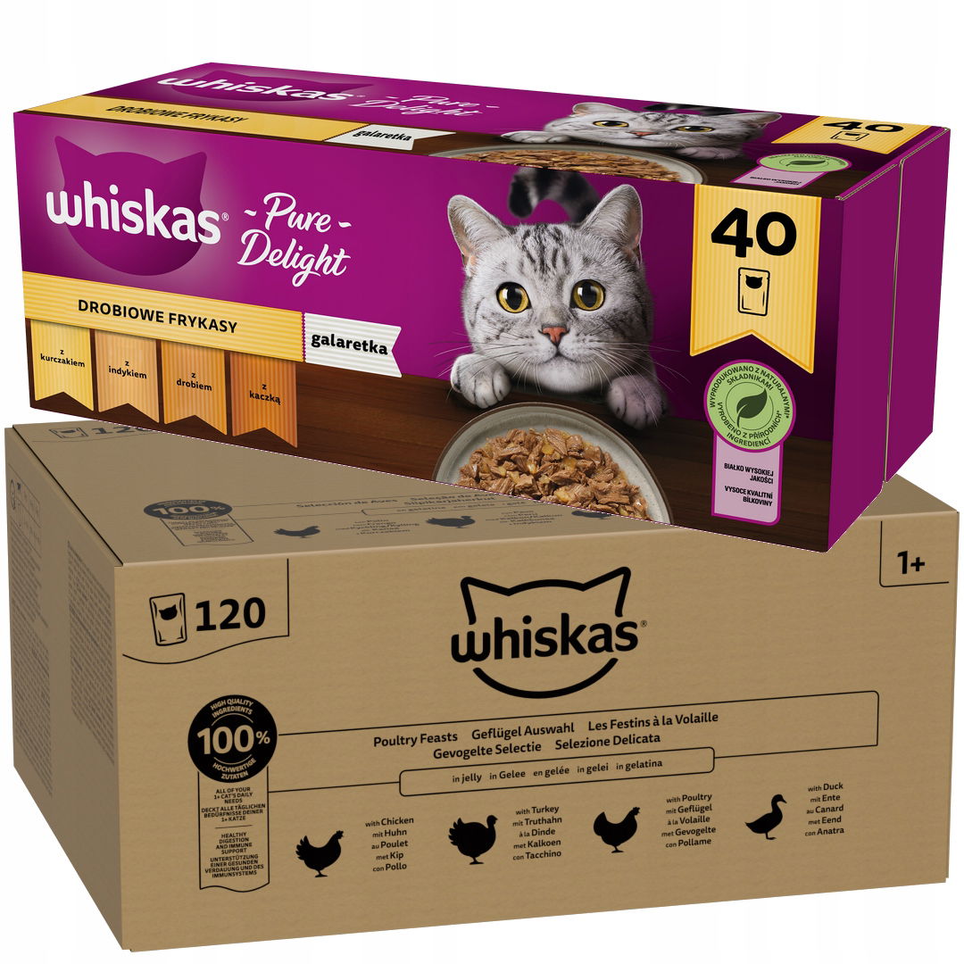 Whiskas 160x85g Krmivo pre mačky Hydinová hostina Hydinové hranolky v želé