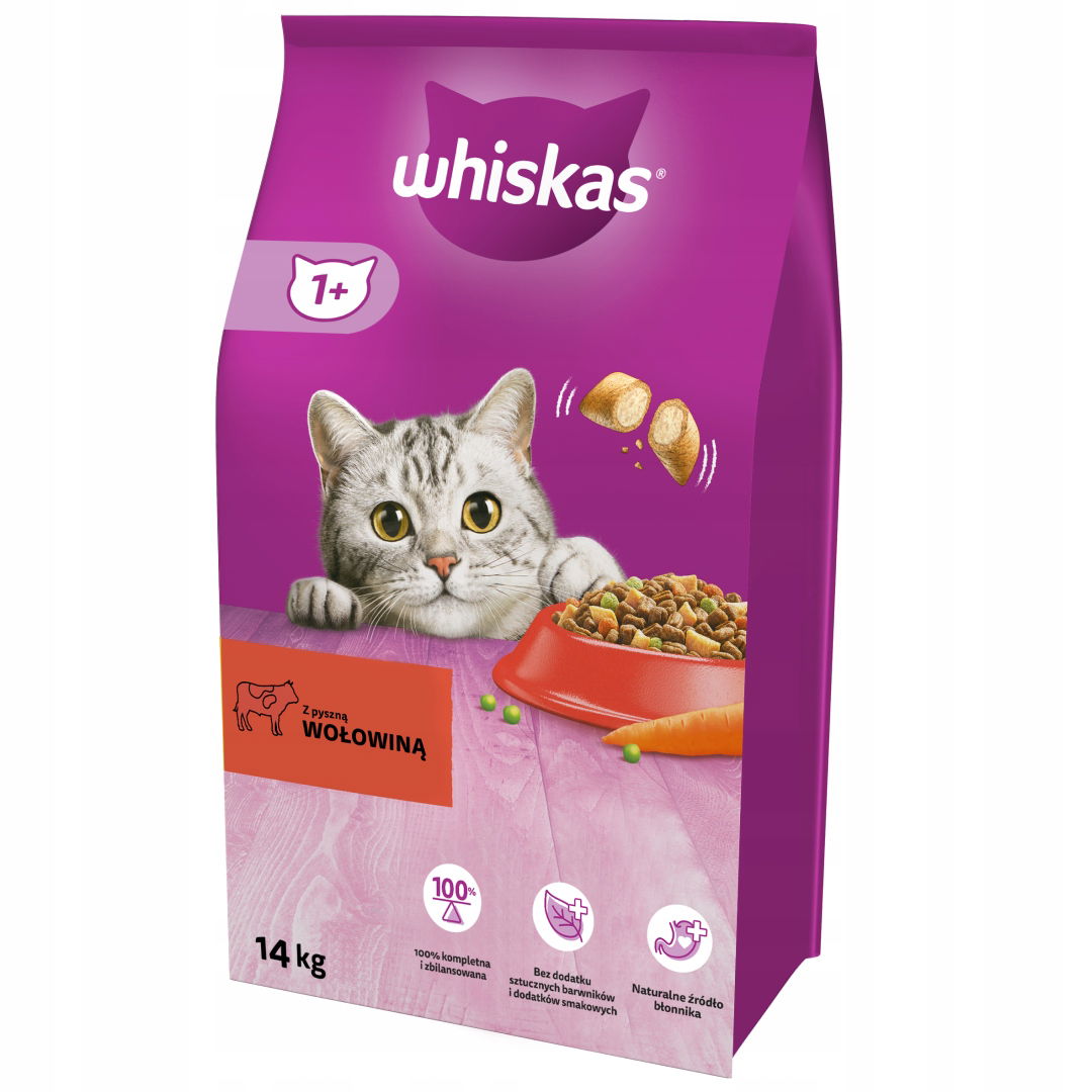 Whiskas Adult S Hovädzím Mäsom Suché Krmivo Pre Mačky 14 kg