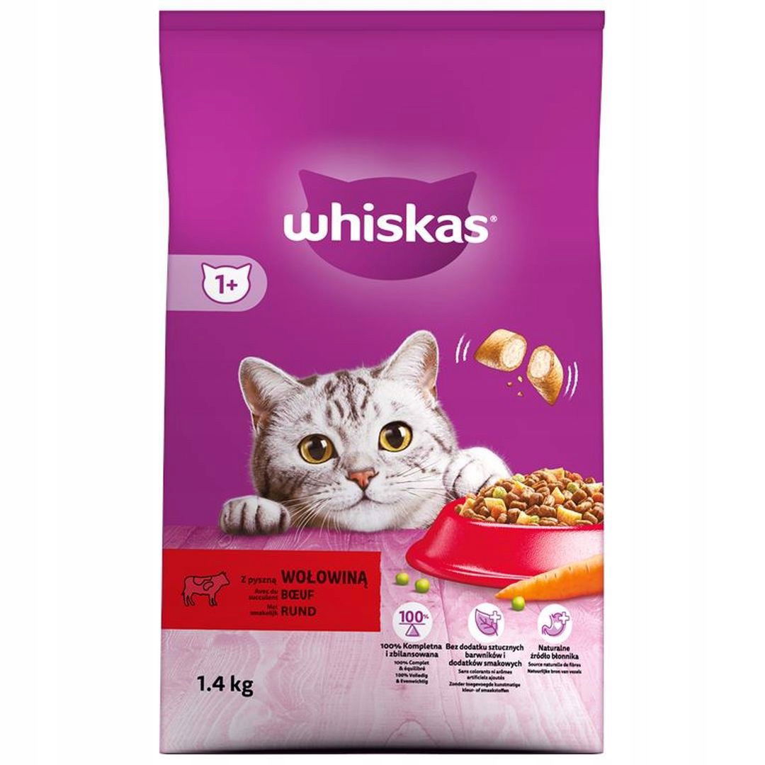 Whiskas Suché krmivo pre mačky Hovädzie mäso 1,4 kg