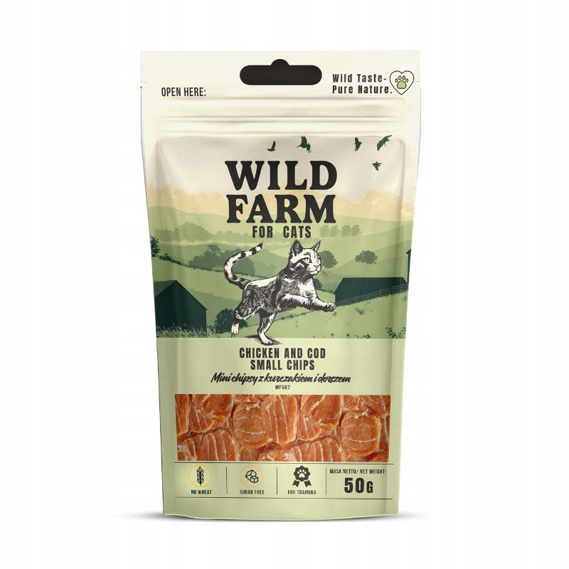 Wild Farm 50 g Chipsy s kuracím mäsom a treskou 50 g pochúťka pre mačku