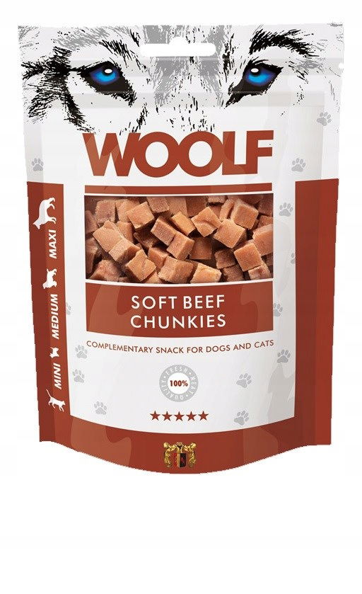 Woolf Pochúťka Soft Beef pre psa Chunkies