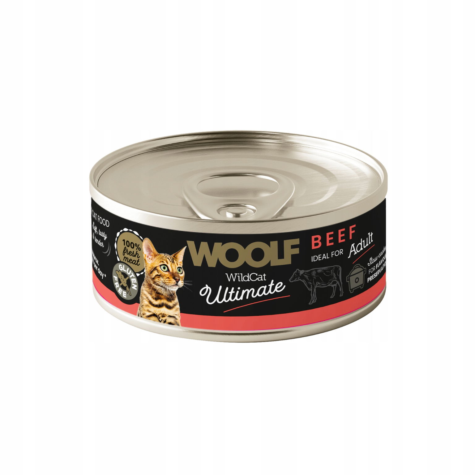 Woolf Ultimate plechovka Vlhké krmivo pre mačky adult Hovädzie mäso 85 g
