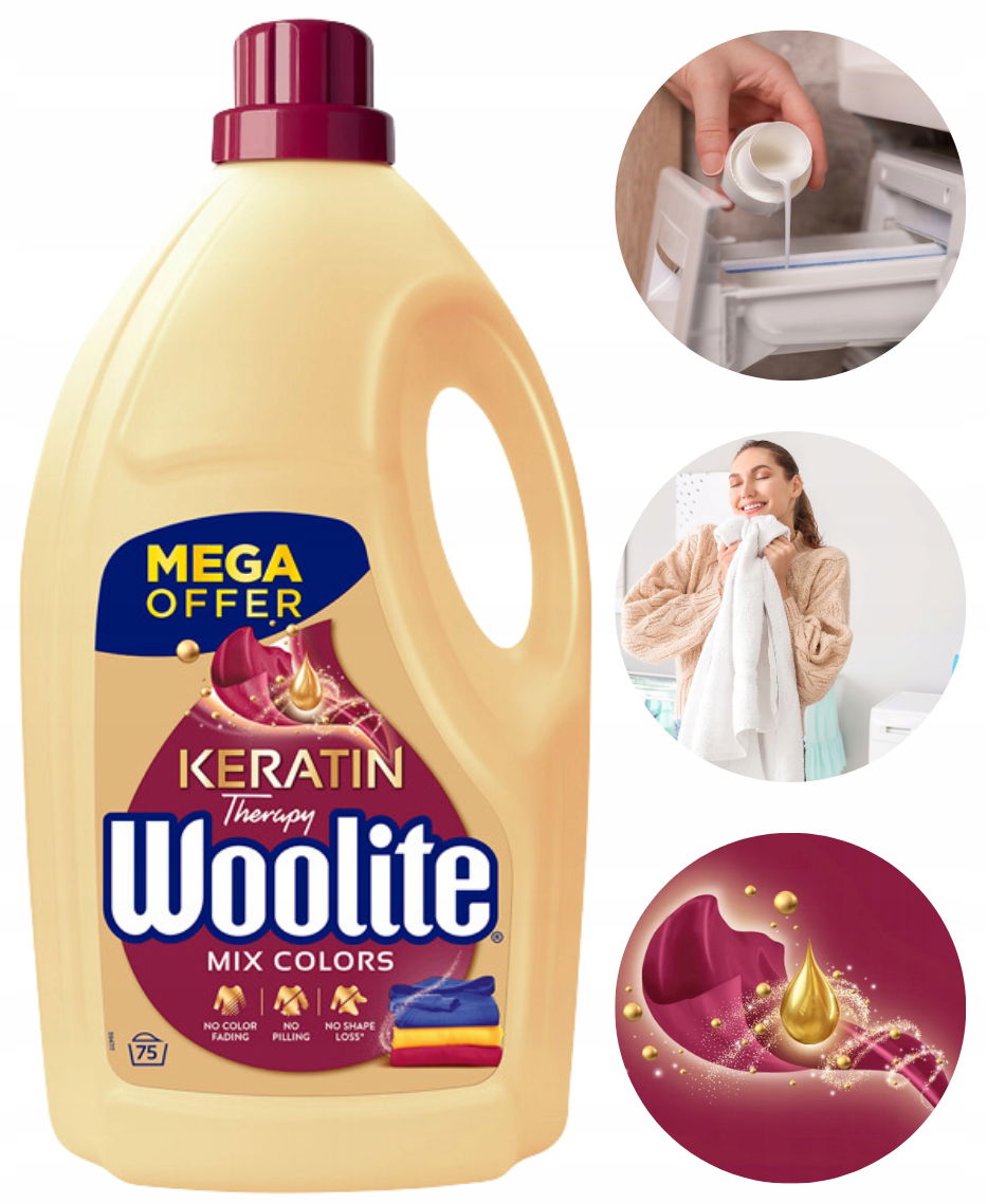 Woolite Tekutý Prací Prípravok Na Farebnú Bielizeň Ochrana Intenzita Keratin Therapy 4,5 l