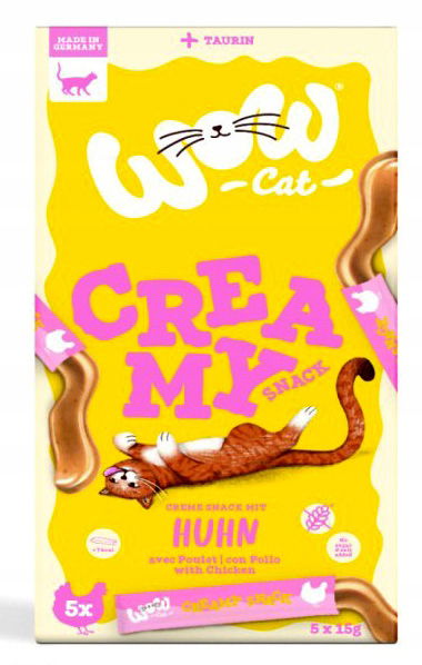 Wow Cat Creamy Snack kuracie taurínová pochúťka pre mačky 5x15 g
