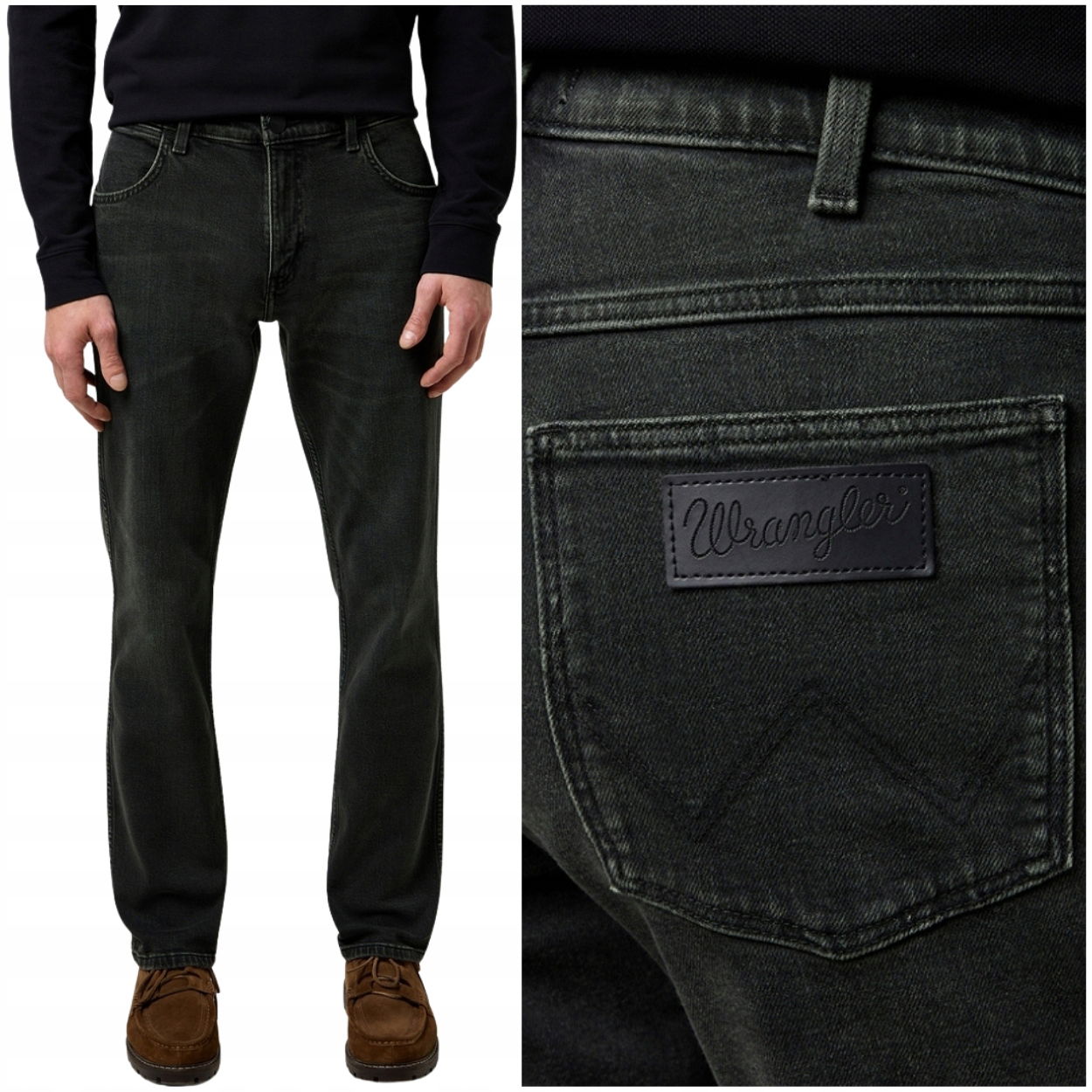 Wrangler Greensboro Ash jednoduché grafitovo-čierne džínsové nohavice W30 L32