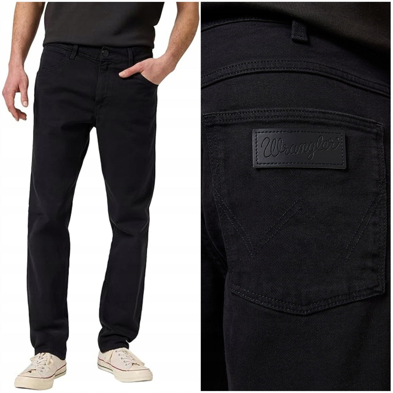 Wrangler Greensboro Black Rinse čierne rovné rifle W30 L32