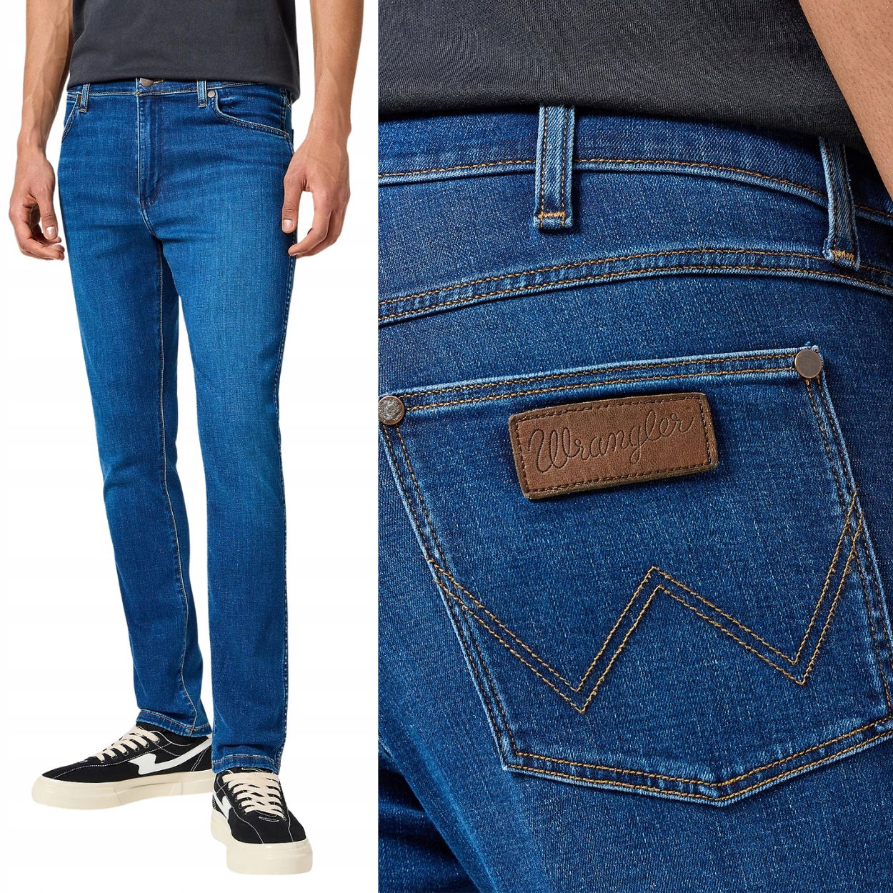 Wrangler Larston slim Indigo Epic Soft elastické rifle W32 L32