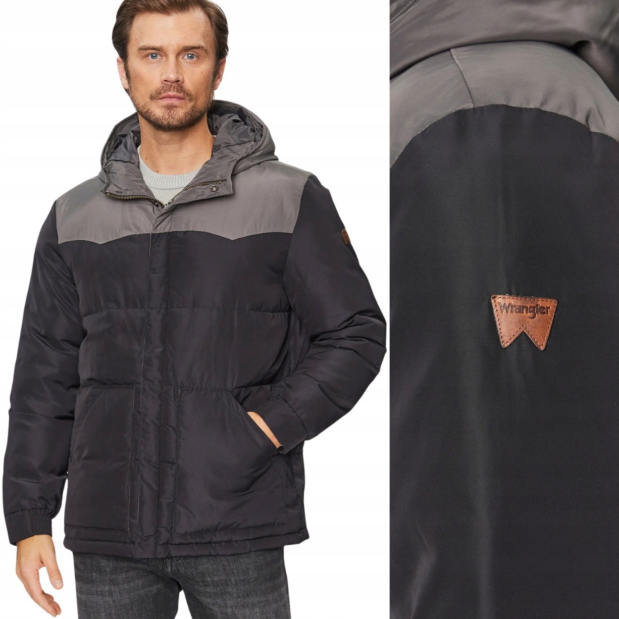 Wrangler Puffer Jacket Black páperová bunda s kapucňou M
