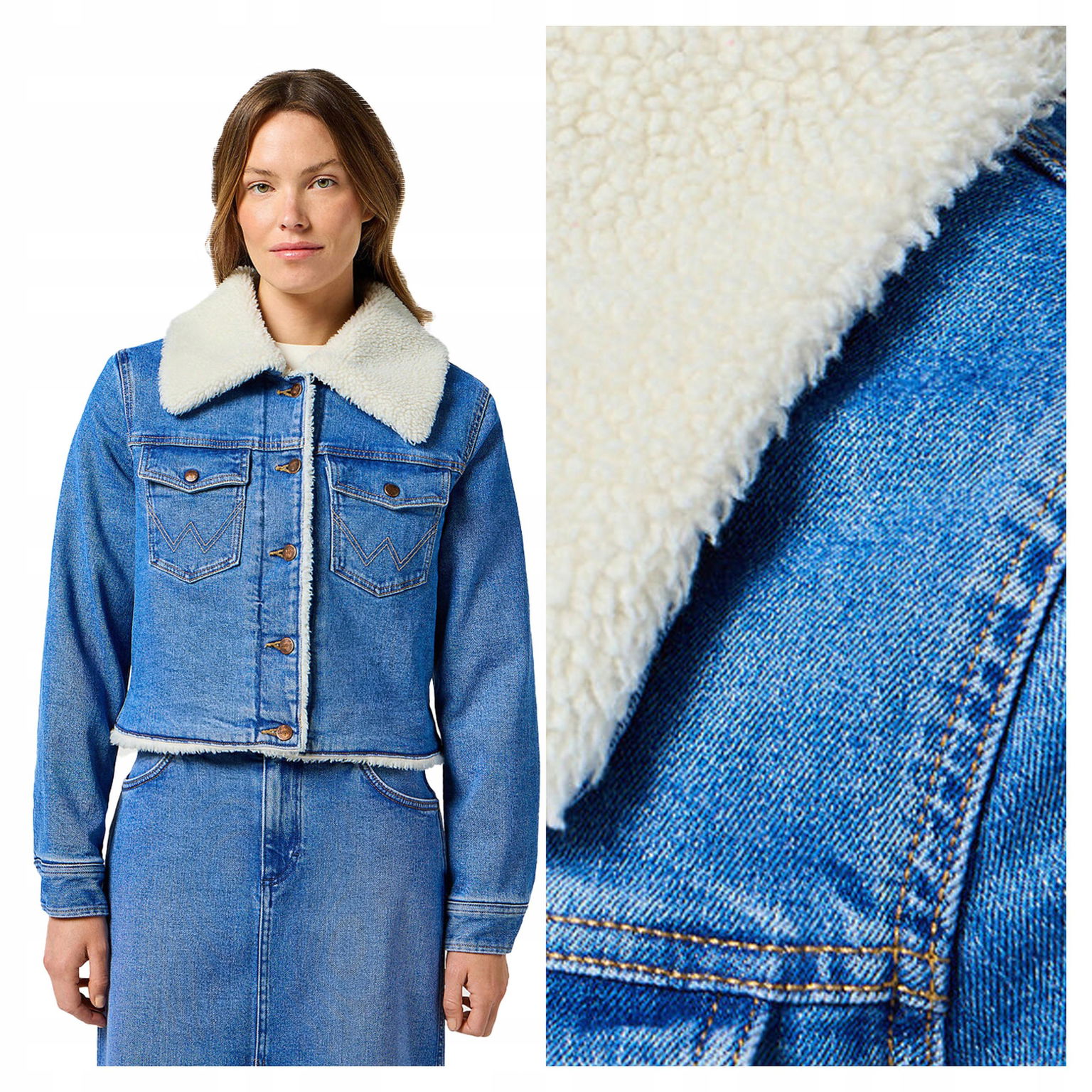 Wrangler Sherpa Jacket S Dámska džínsová bunda