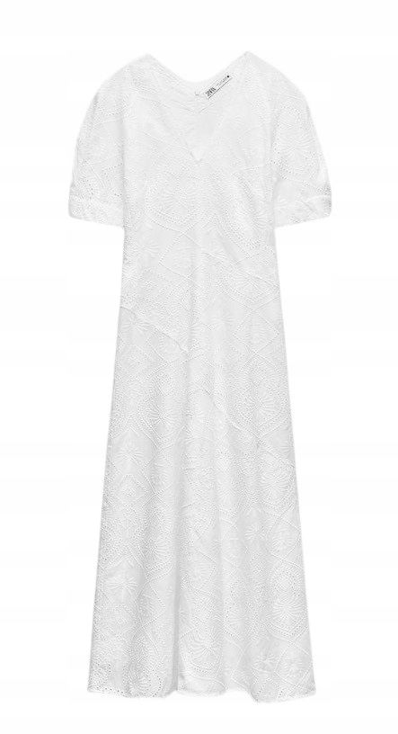 Zara Vyšívaná Šaty Biela MIDI Bavlna veľ. XL