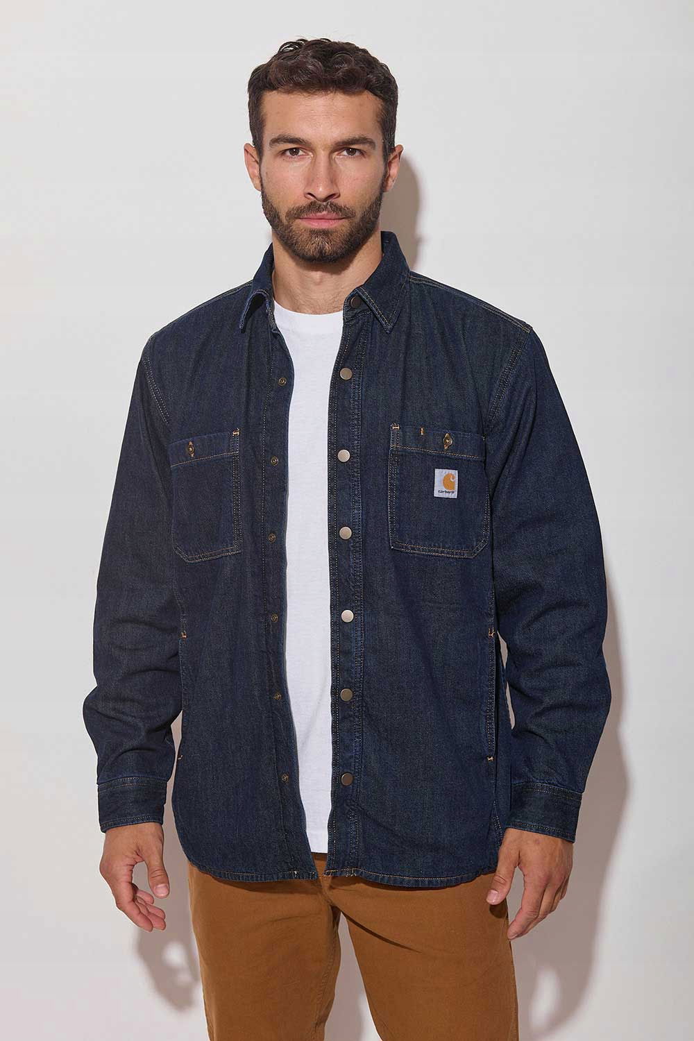 Zateplená košeľa Carhartt Relaxed Fit Denim Fleece Lined Shirt Jac