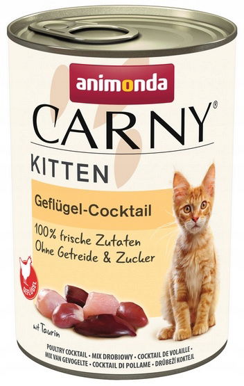 Zdravé, bezlepkové, vlhké krmivo pre mačiatka Animonda Hydinový koktail 400 g