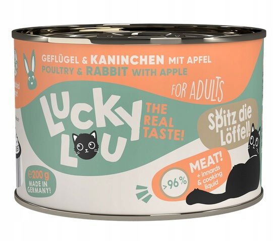 Zdravé krmivo pre mačky bez obilnín, cukru a Gmo – Lucky Lou Hydina a Králik 200 g