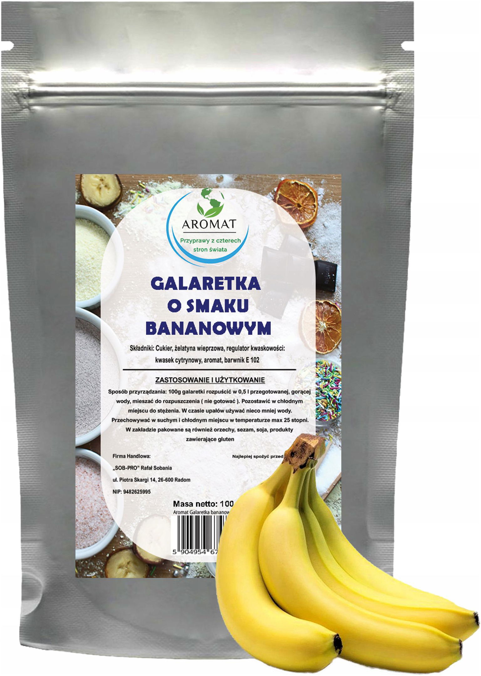 Želé S Banánovou Príchuťou 0,1 Kg aróma 100 G Banán