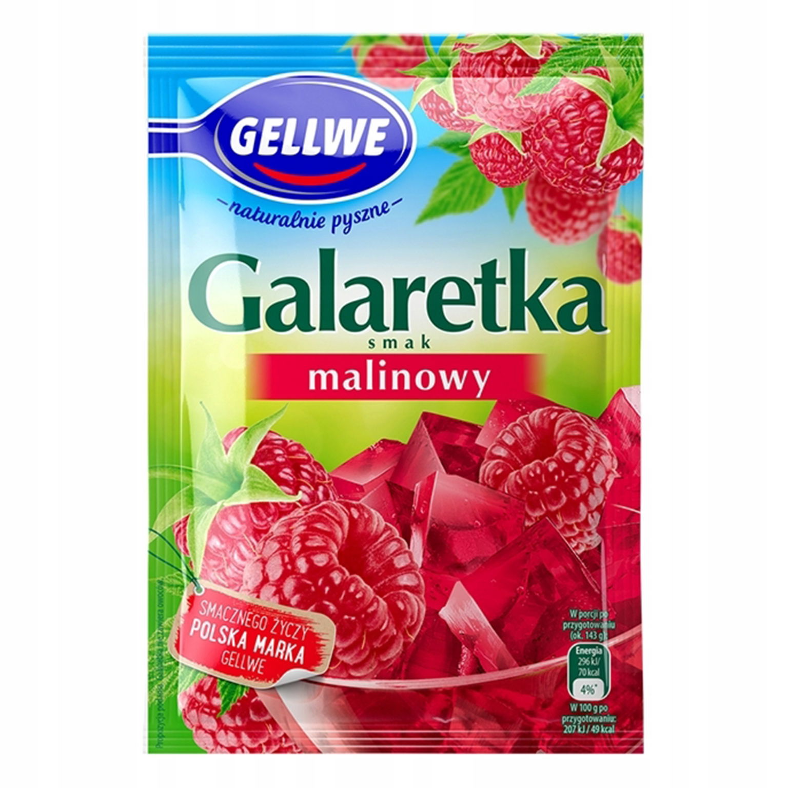 Želé s príchuťou Malinovej Gellwe 72 g