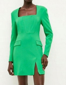 Zelená Klasická Mini Sukňa S Dlhým Rukávom, Elegantná Karen Millen 40