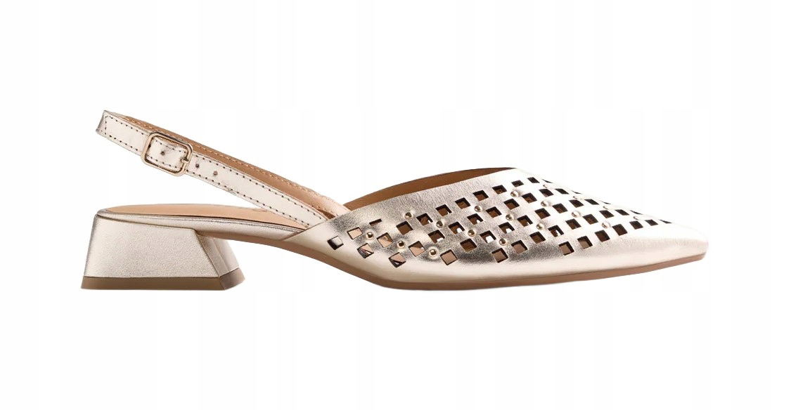 Zlaté kožené dámske lodičky slingback Gioseppo 79015 Lagos r38