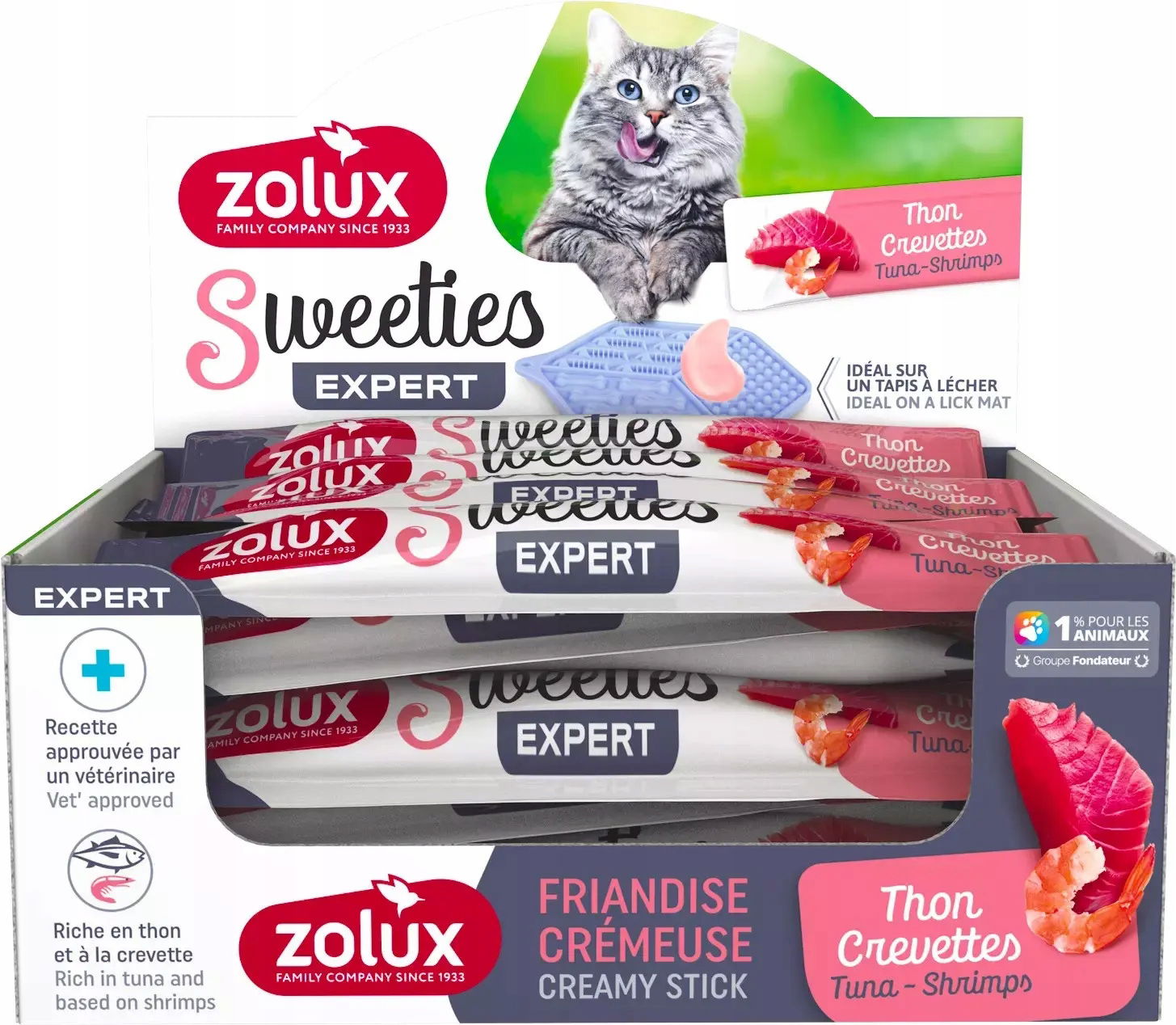 Zolux Krémová pochúťka pre mačky Sweeties s tuniakom a krevetou 14 g