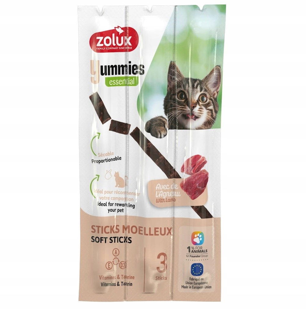Zolux Mäkké pochúťky pre mačky Yummies jahňacia ryža 3x5g