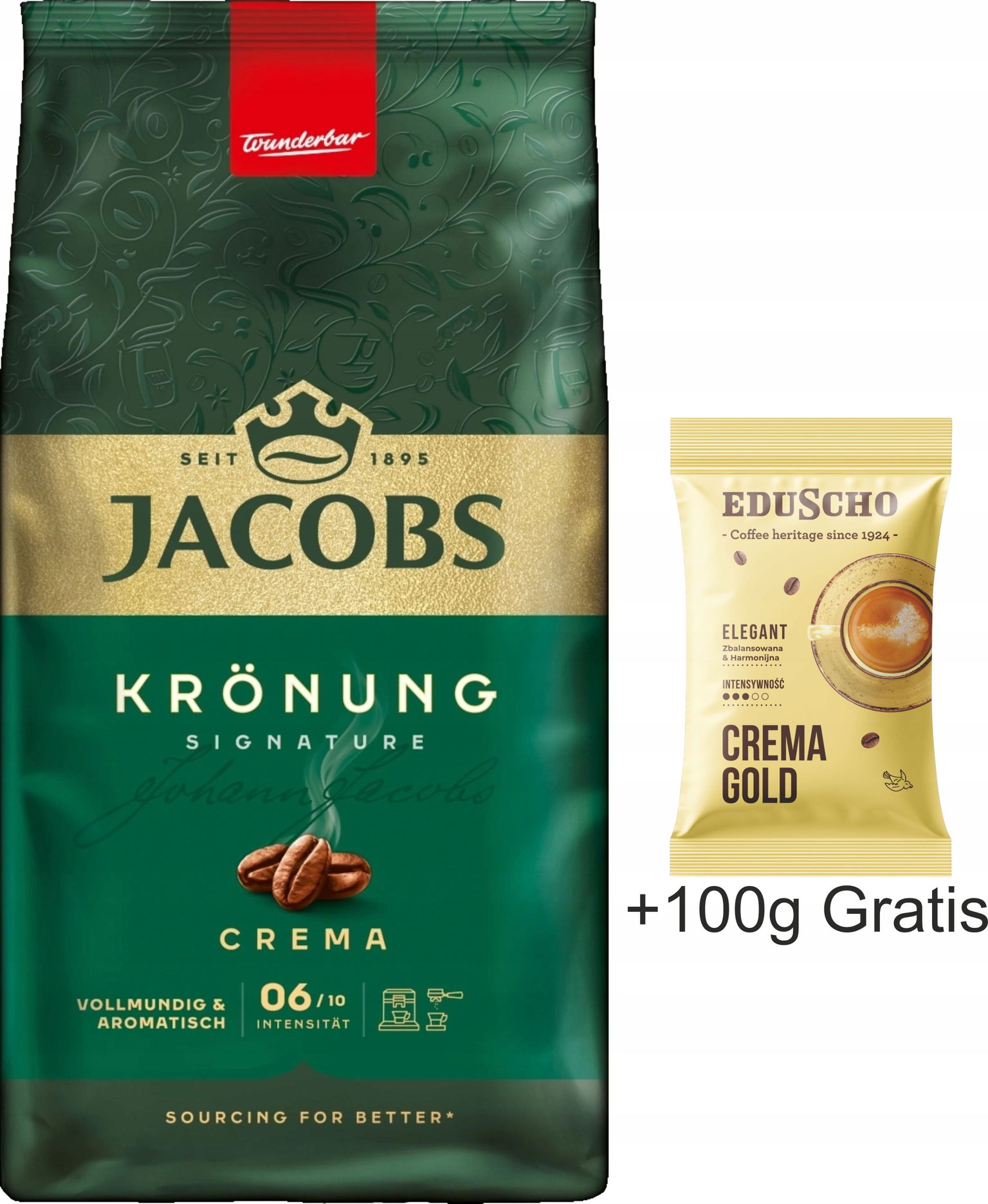 Zrnková káva Jacobs Kronung Crema 1 Kg 100 g zadarmo!