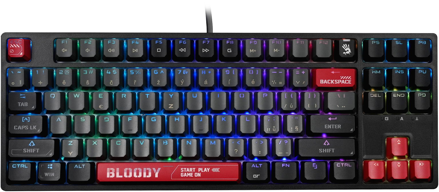 A4tech Bloody S87 Red Switch, USB, CZ, čierna/červená – CZ