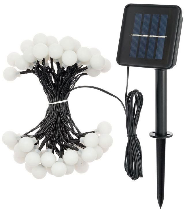 Aca Lighting LED solární kuličky matné, 30 LED, 4,35 m + 2 m, teplá bílá, IP44, 2 funkce