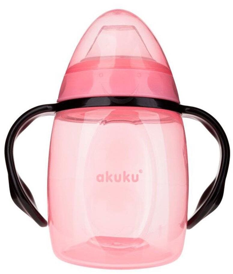 AKUKU hrnček naklonený so silikónovým náustkom ružový, 280 ml