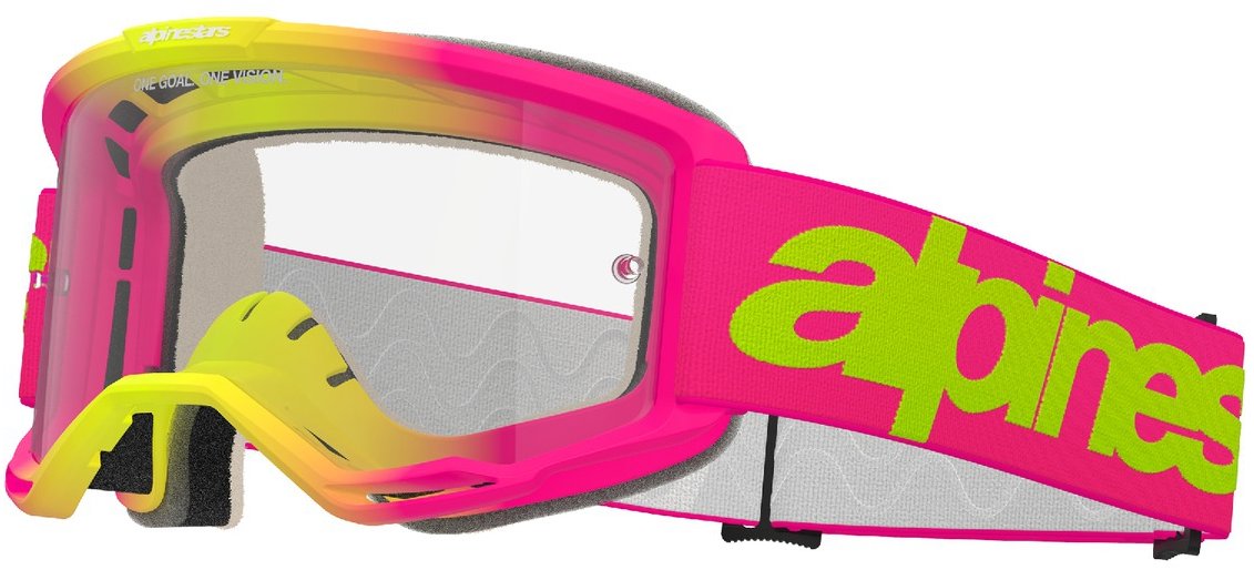 ALPINESTARS okuliare VISION 5 WORDMARK 2025, ružová/žltá fluo, číre plexi