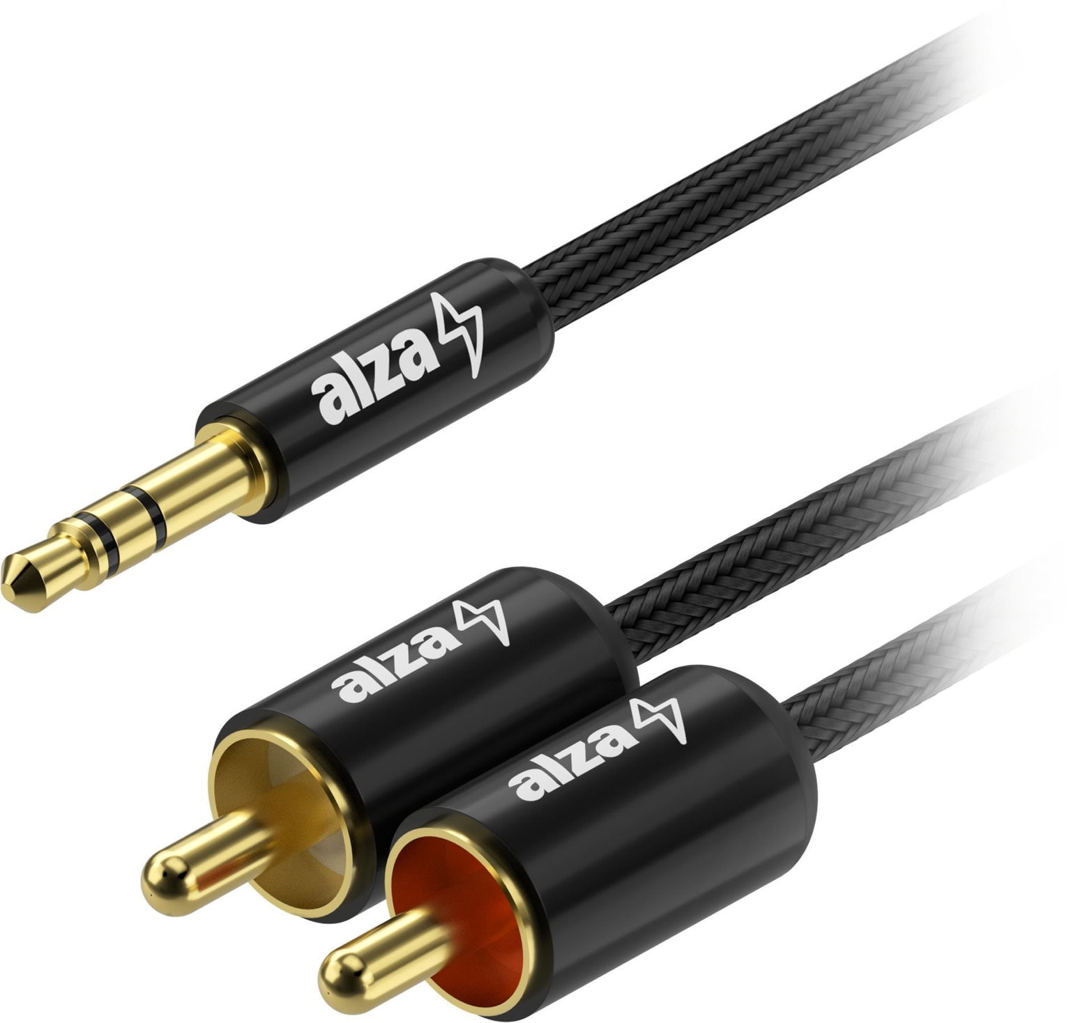 AlzaPower AluCore 3.5mm Jack (M) to 2× RCA (M) 3 m čierny