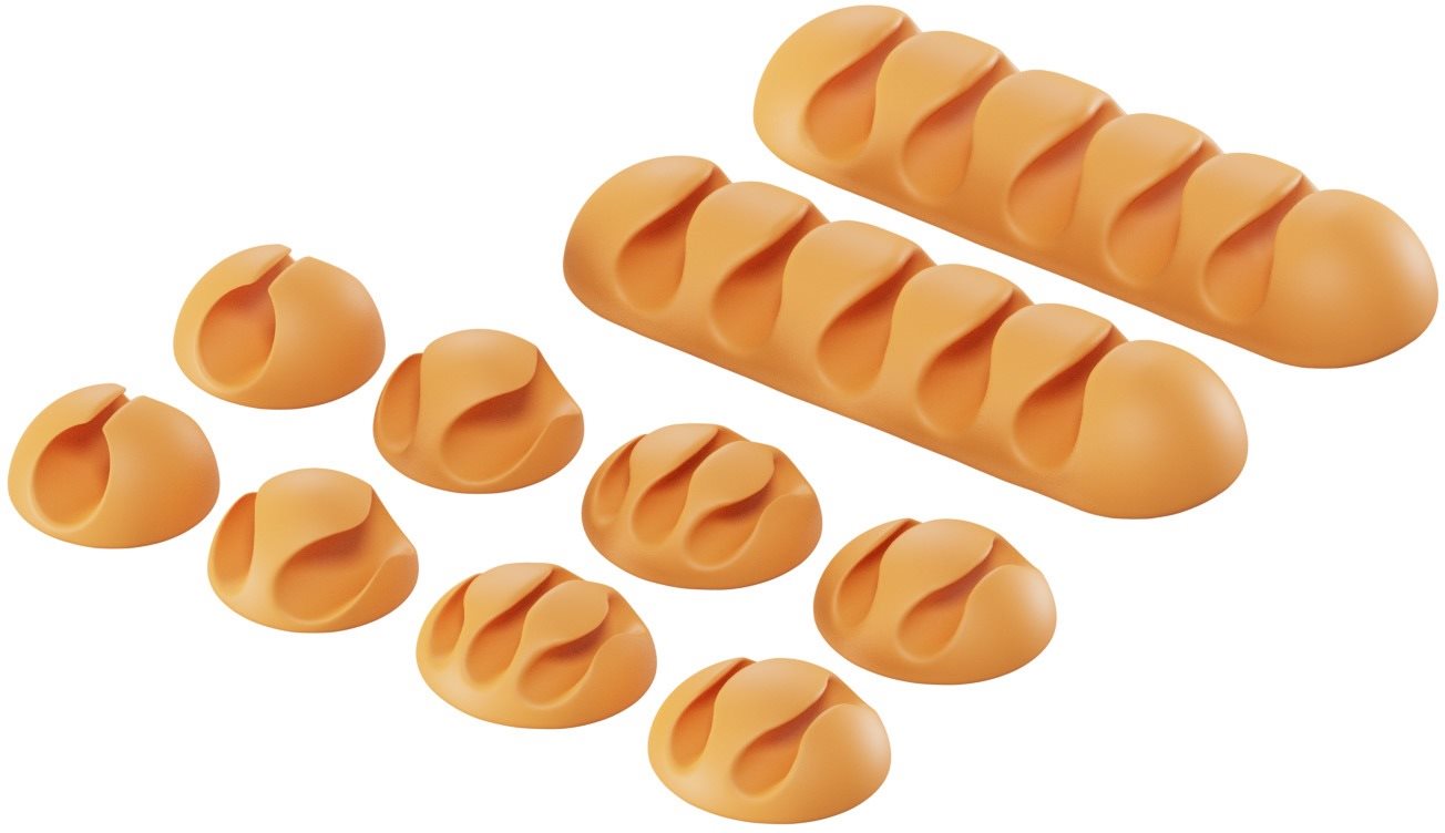 AlzaPower Cable Clips Mix 10 pcs oranžový