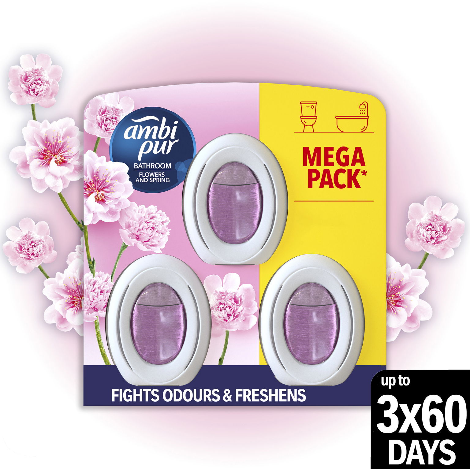 AMBI PUR Bathroom Flowers and Spring 3× 24 ml