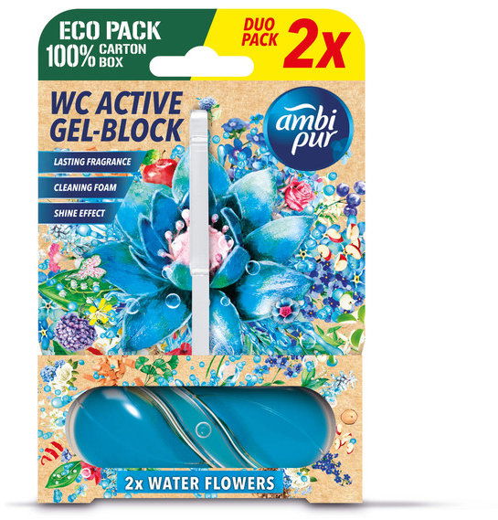 AMBI PUR WC Active gél-blok vodné kvety 2× 45 g