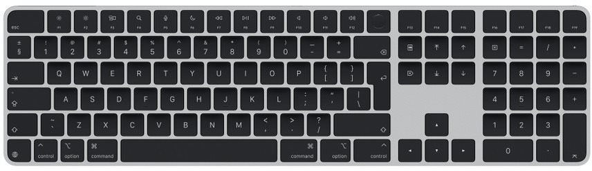 Apple Magic Keyboard 2024 s Touch ID, čierne klávesy – US Int.