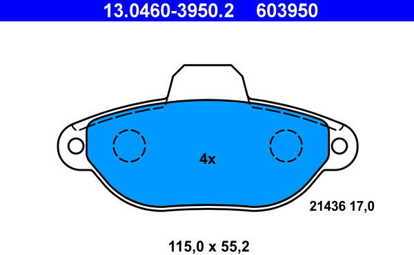 ATE 603950 Sada brzdových doštičiek 13.0460-3950.2